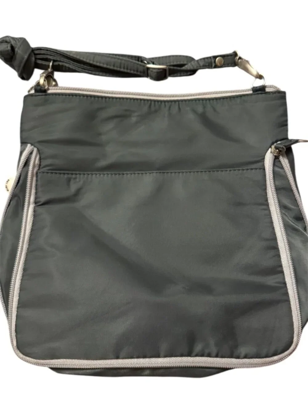 Travelon Gray Anti-Theft Crossbody Bag Organizer Purse Multiple Zip Pockets